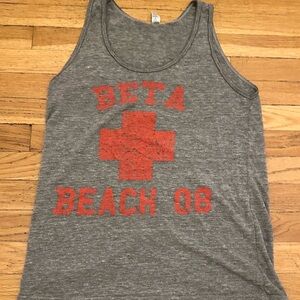 Y2K American Apparel Beta Beach 08 Graphic Tank Top Gray Indie Sleaze S